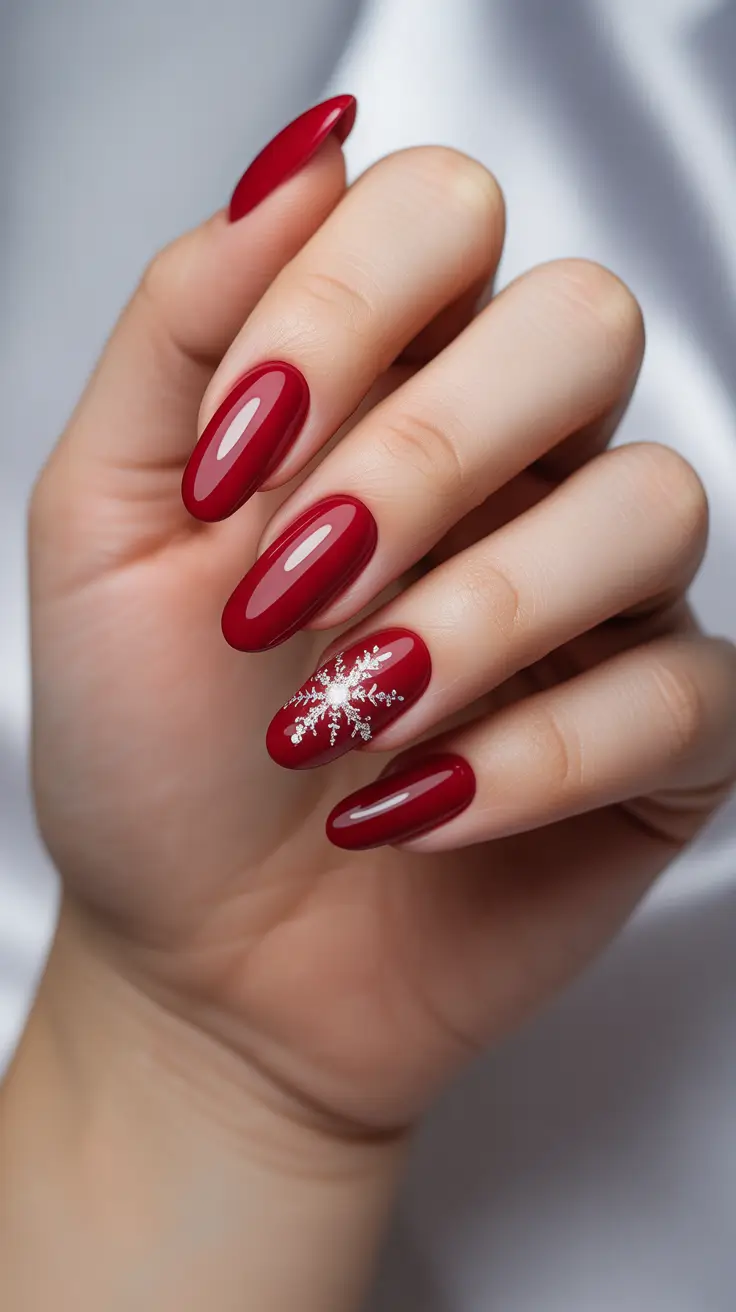 Cute Simple Nail Ideas for Christmas 2025 Snowflake Elegance