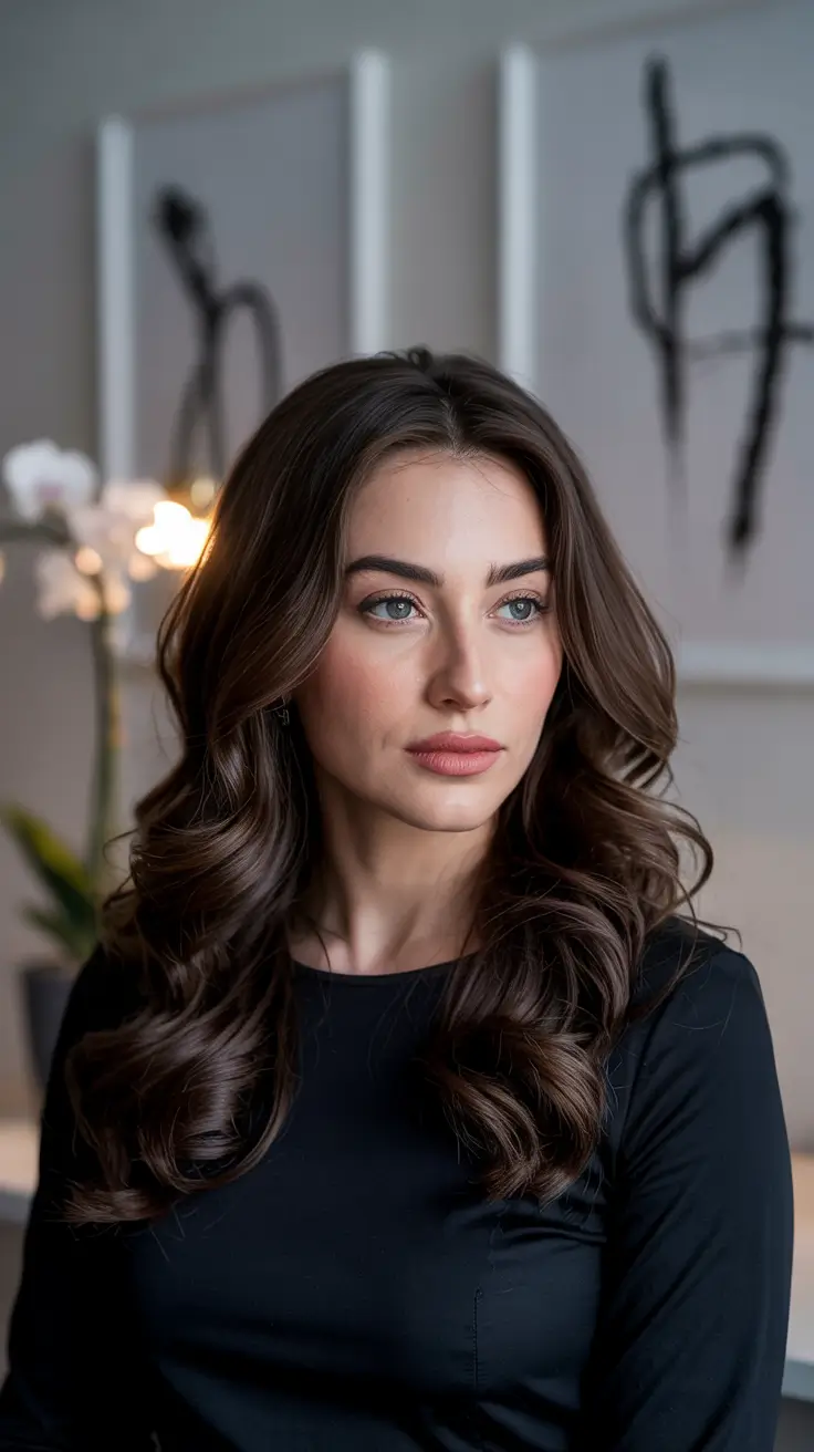 dark brown hair colors 2026 Velvet Espresso Waves