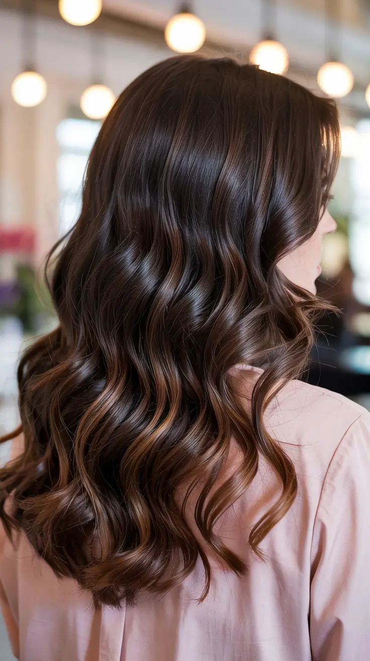 dark brown hair colors 2026 Dark Chocolate Ribbon Waves