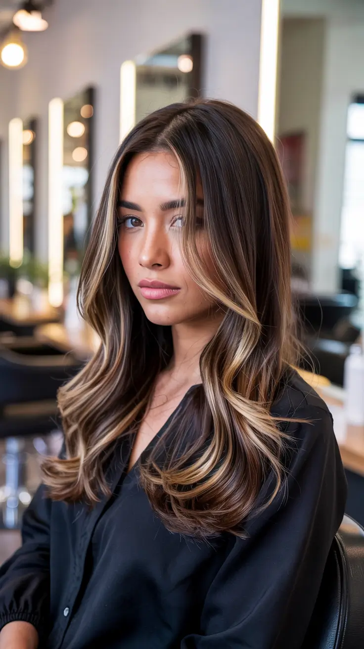 dark brown hair colors 2026 Face-Framing Honey Brunette Blend