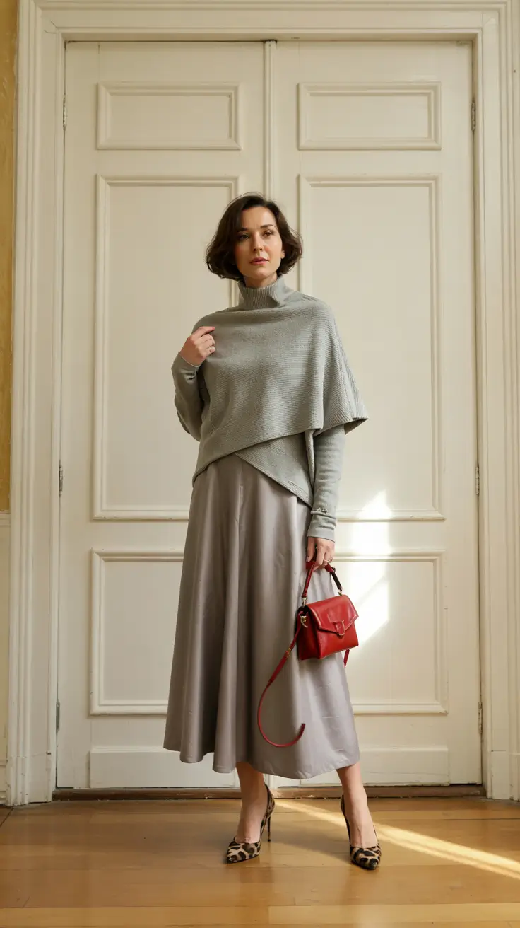 Fashion for women over 40 in 2026 Monochrome Grace with a Pop of Red