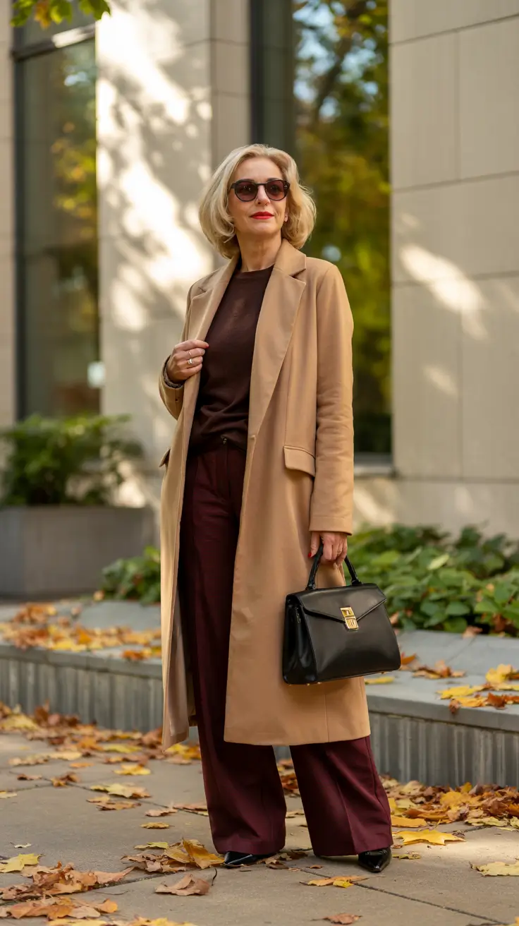 Fashion for women over 40 in 2026 Autumn Harmony in Camel and Wine