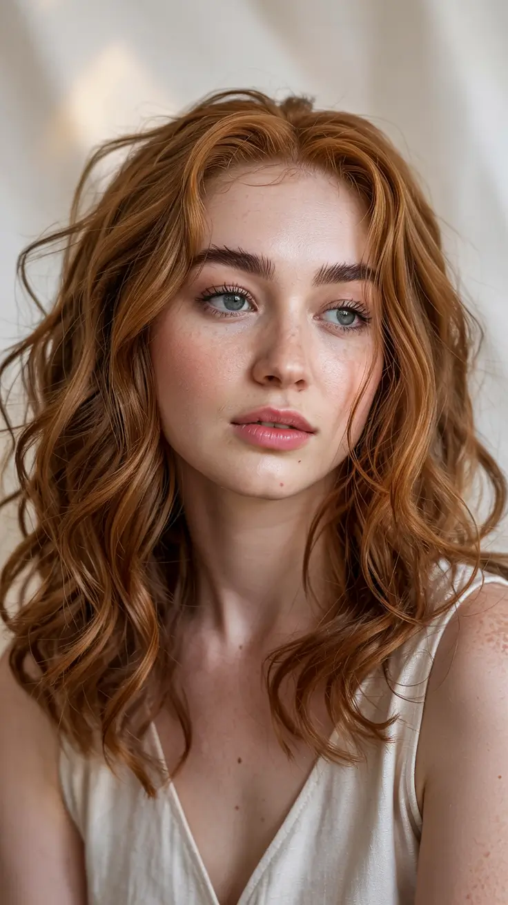 ginger hair colors 2026 Toasted Honey Ginger with Casual Waves