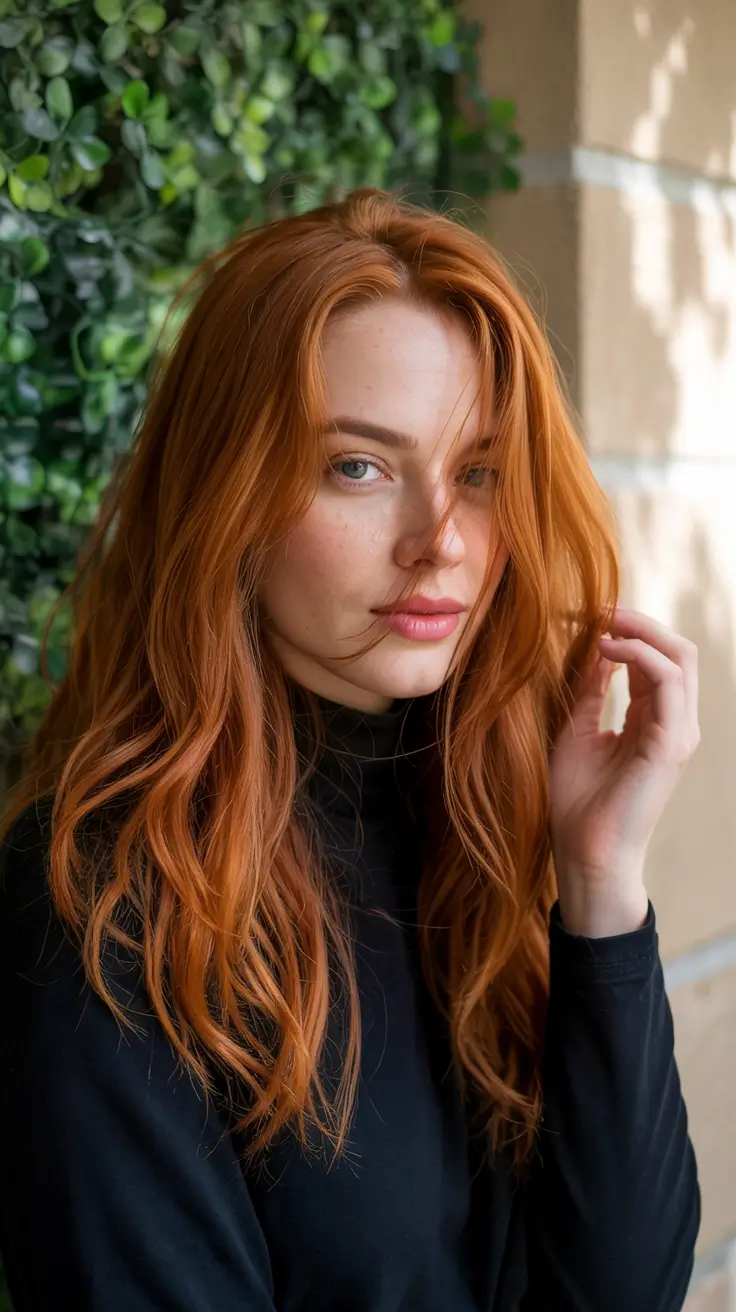 ginger hair colors 2026 Apricot Spice with Soft Volume and Side Flow