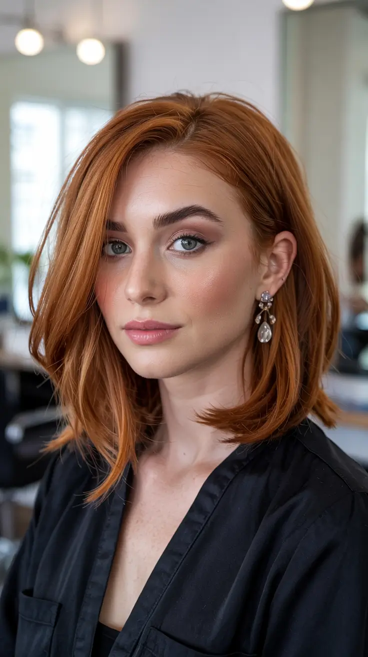 ginger hair colors 2026 Terracotta Bob with Elegant Side Part