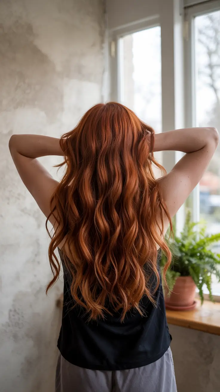 ginger hair colors 2026 Long Ribbon Waves in Spiced Ginger
