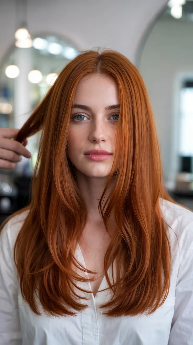 ginger hair colors 2026 Sleek Mandarin Copper for a Polished Look