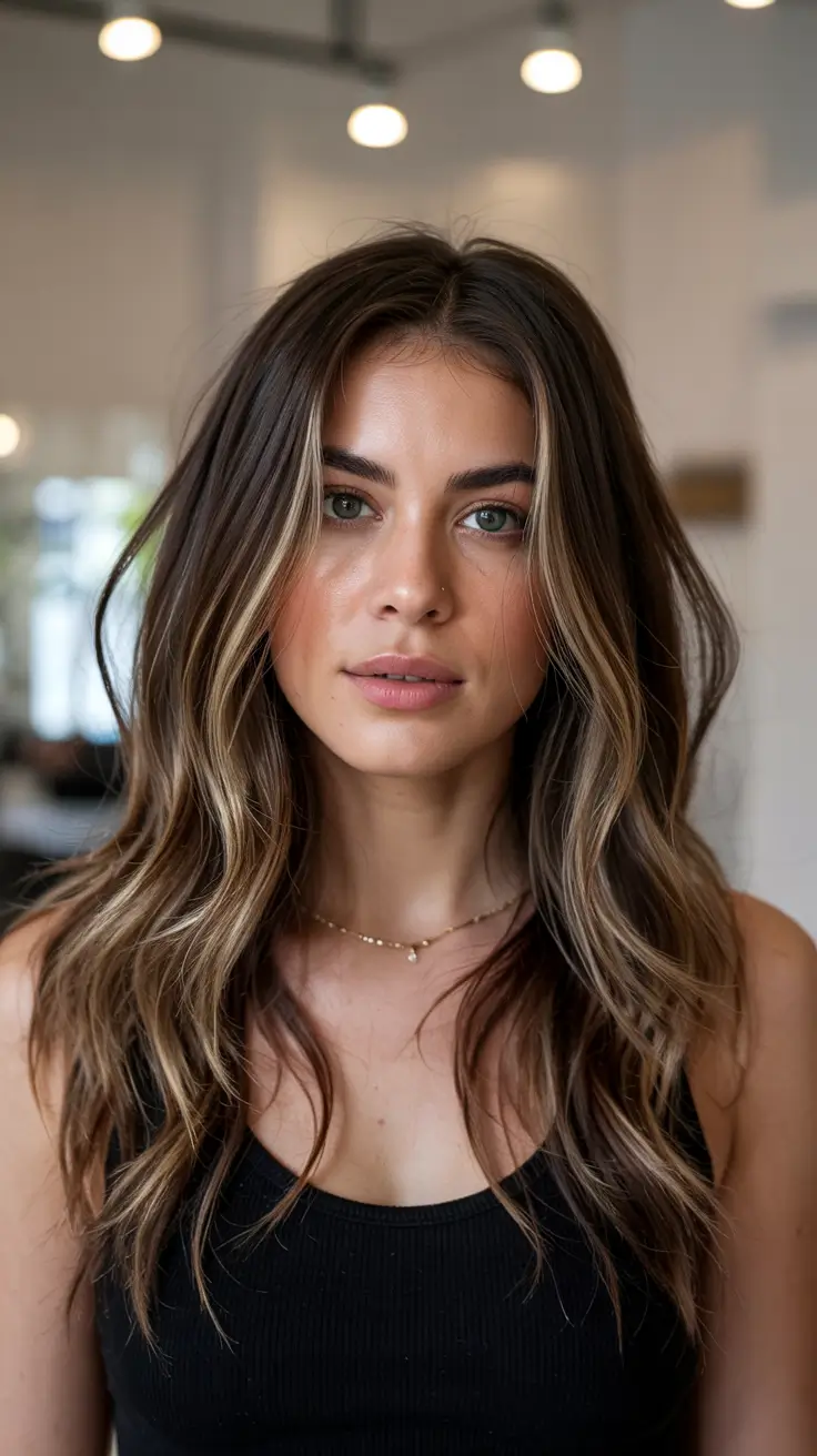 Hair Color Ideas 2026 Neutral Brunette with Warm Dimensional Highlights