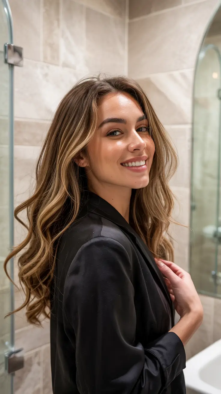 Hair Color Ideas 2026 Soft Golden Balayage with Cascading Layers