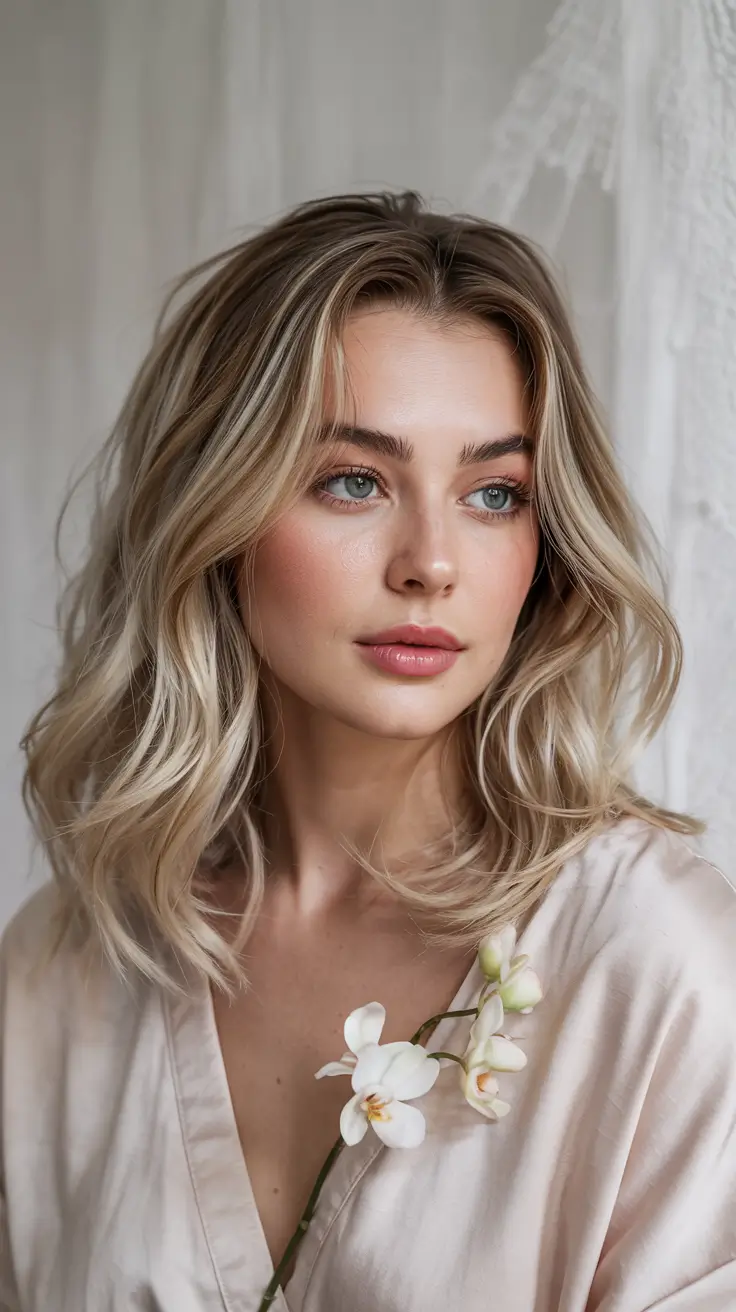 Hair Color Ideas 2026 Champagne Blonde with Light Root Shadow