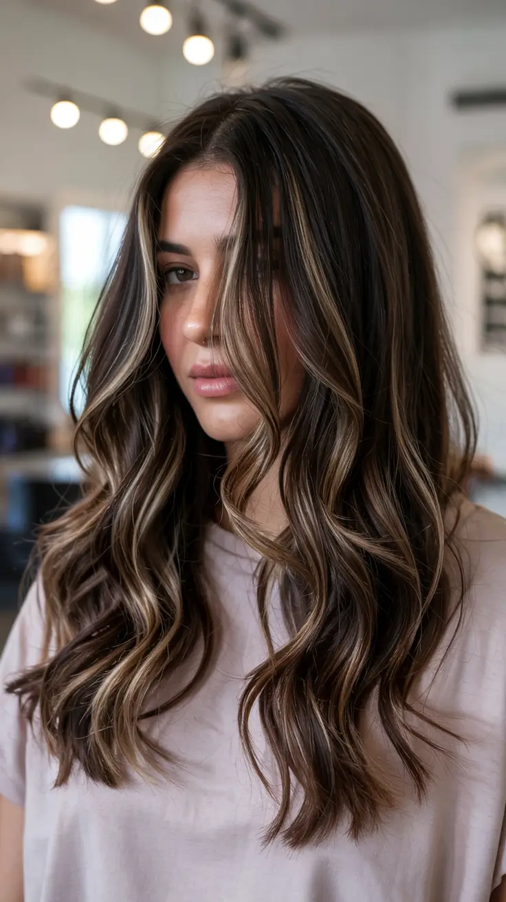 Hair Color Ideas 2026 Glossed Espresso with Subtle Honey Threads