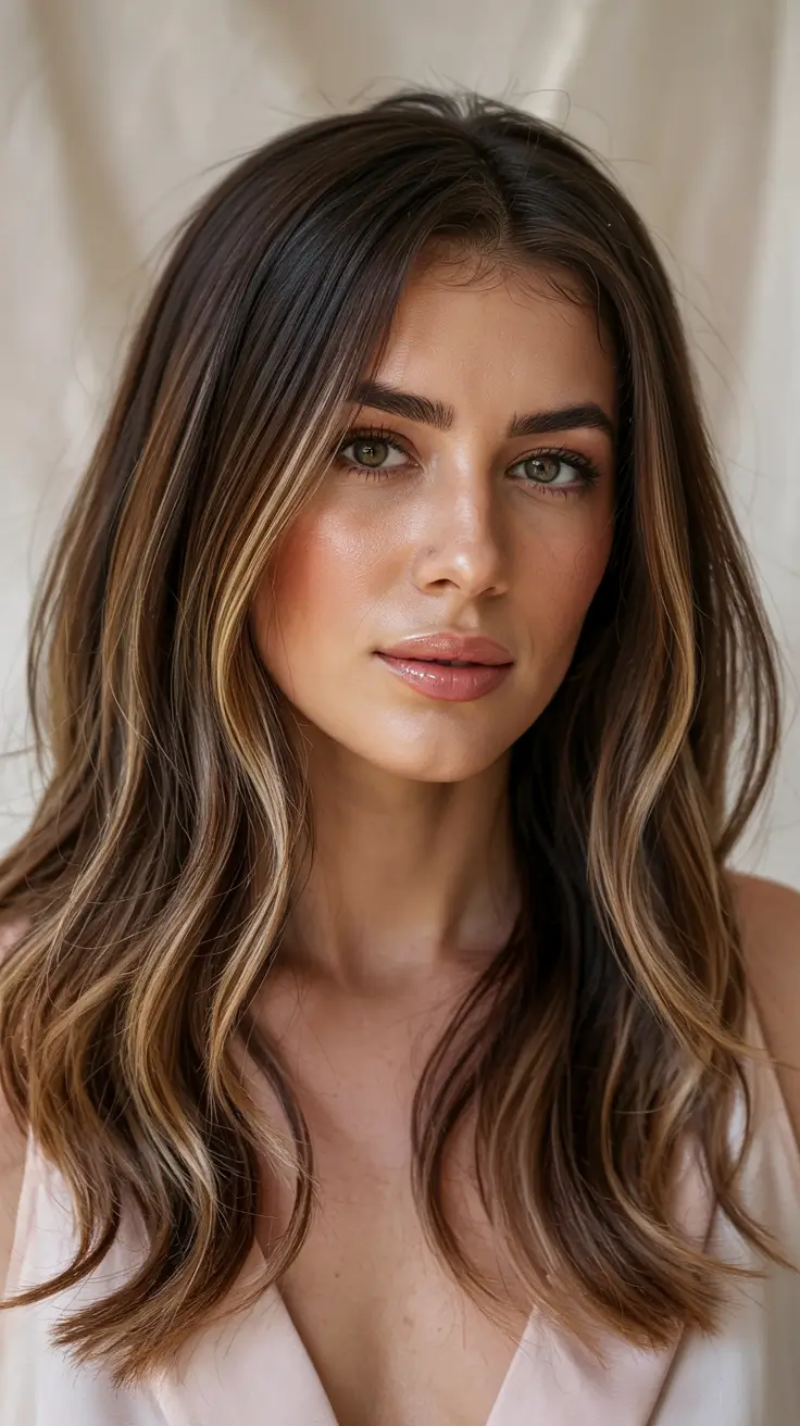 hair color trends 2026 Toffee Brown with Soft Blonde Veiling
