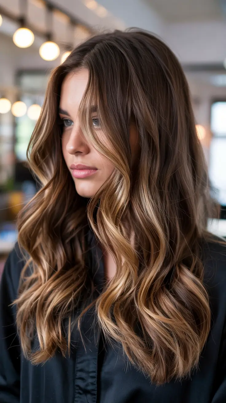 honey brown hair colors 2026 Golden Honey Waves with Soft Face Framing