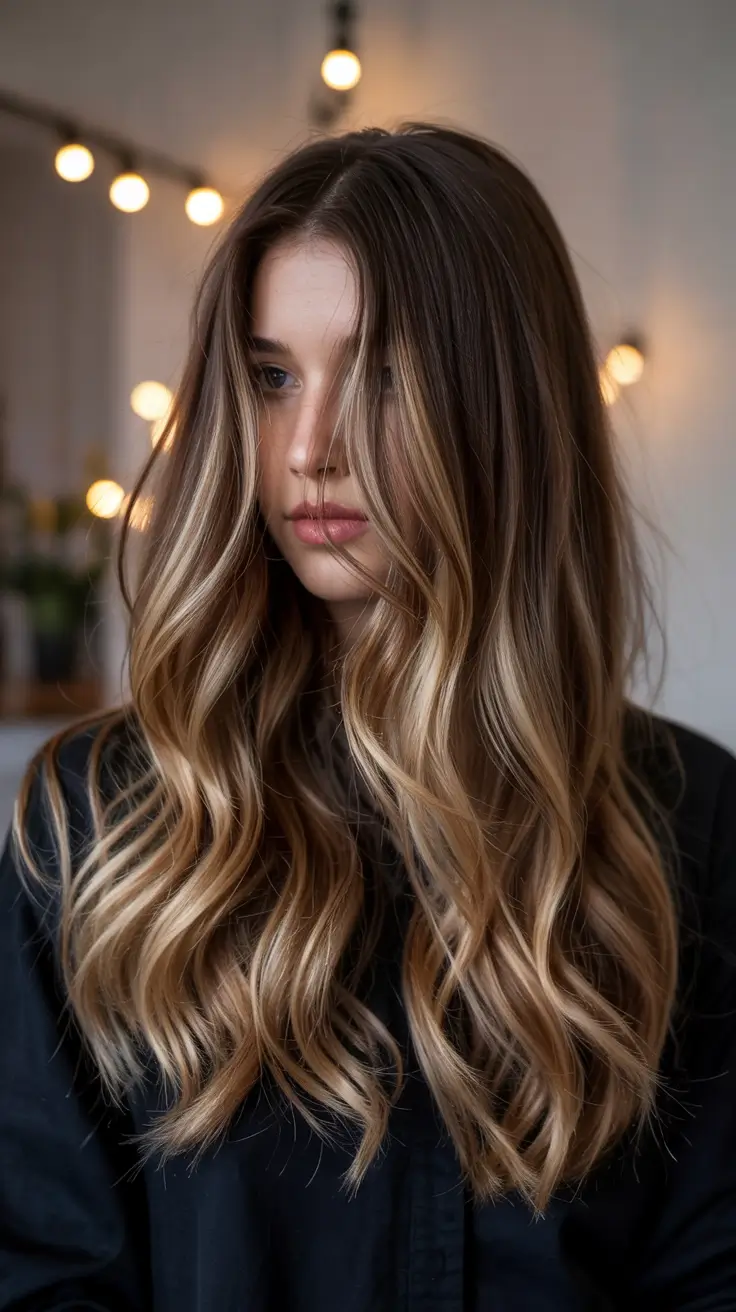 honey brown hair colors 2026 High-Contrast Honey Ribbons with Voluminous Length