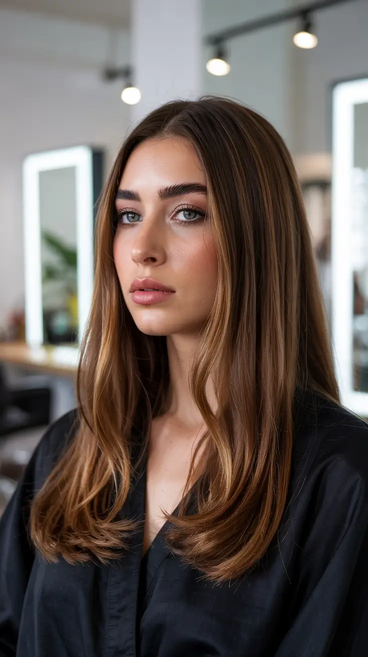 honey brown hair colors 2026 Sleek Honey Brown Layers with Subtle Glow