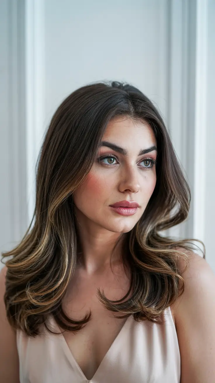 honey brown hair colors 2026 Soft Honey Contour with Mid-Length Volume