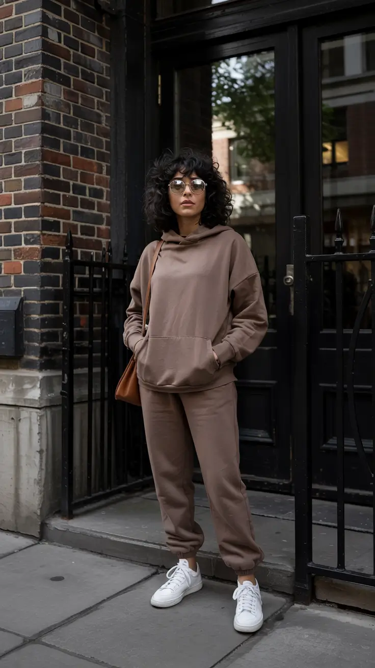 lazy day outfits ideas 2026 Monochrome Comfort: The Elevated Lounge Set