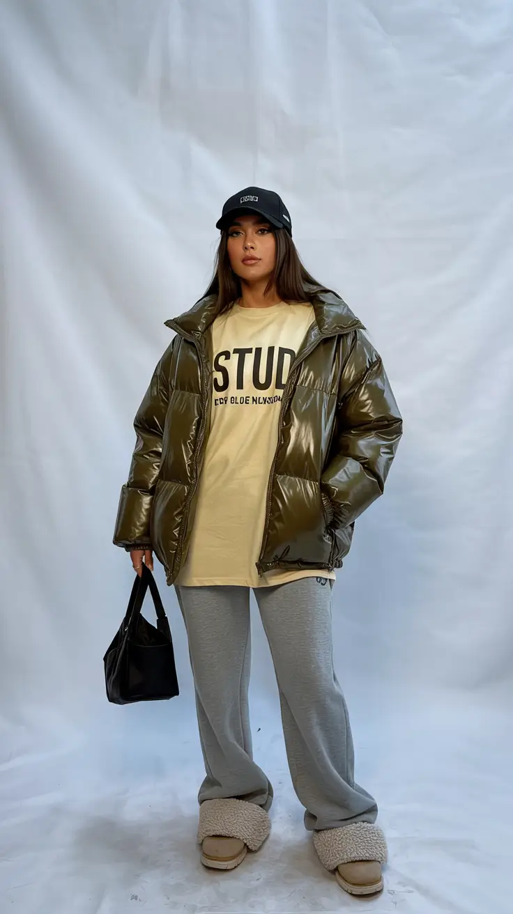 lazy day outfits ideas 2026 Soft Power: Puffy Jackets and Loungewear Fusion