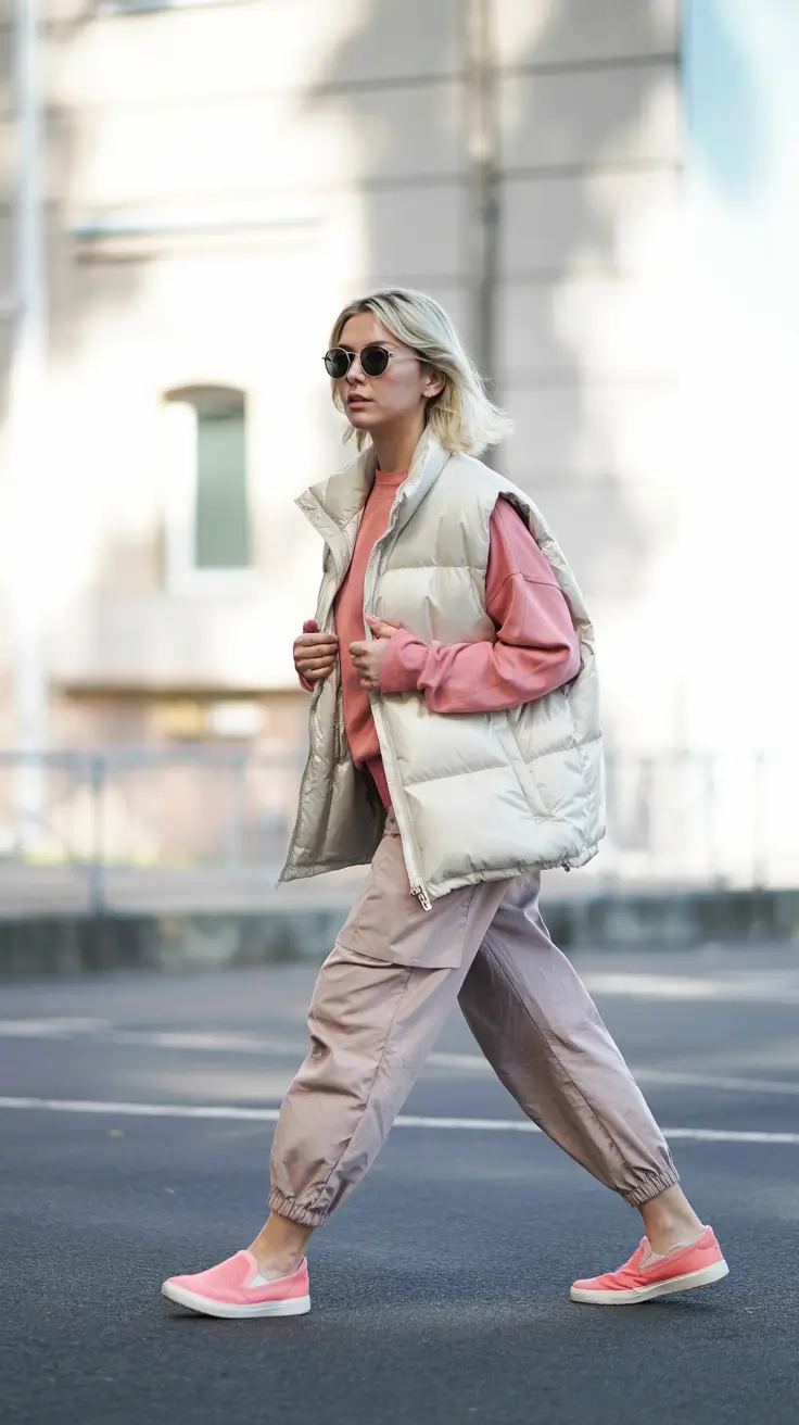 lazy day outfits ideas 2026 Peach Energy: Sporty Layers in Warm Hues