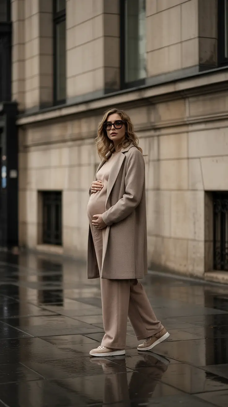 Maternity Outfits 2026 Urban Mocha Polished Neutrals for City Evenings