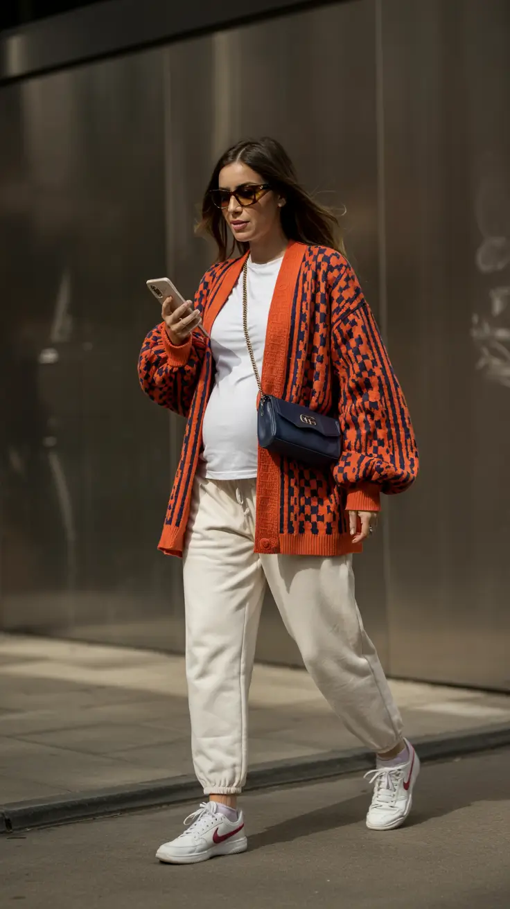 Maternity Outfits 2026 Street Knit Sport Luxe with a Pop of Personality