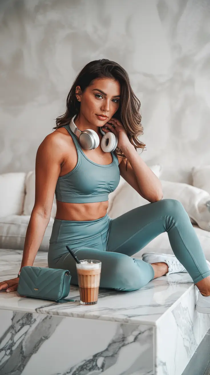 New workout fashion outfits for women 2026 Blue Serenity Mood