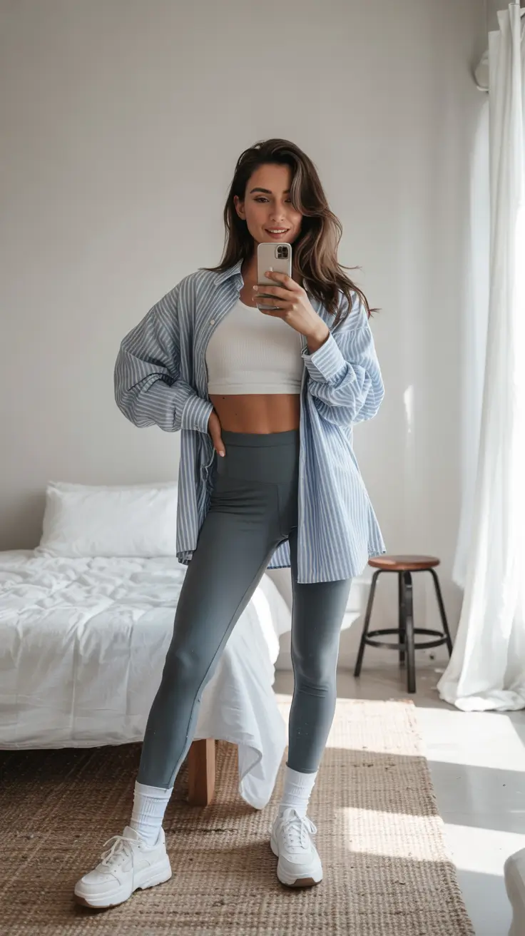 New workout fashion outfits for women 2026 Blue Striped Ease