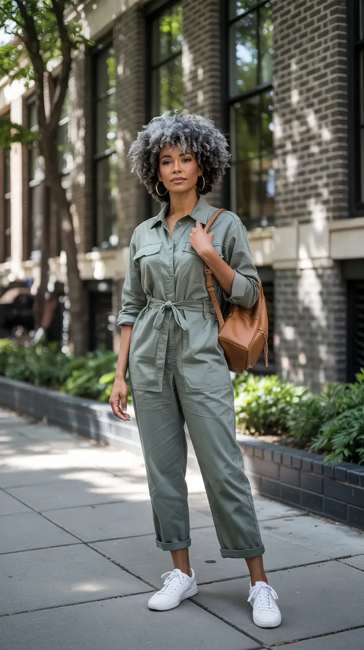 Outfit ideas for Black women 2026 Effortless Utility in Sage Green