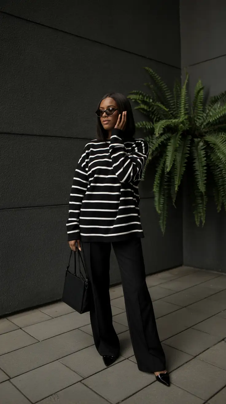 Outfit ideas for Black women 2026 Stripes and Sharp Simplicity