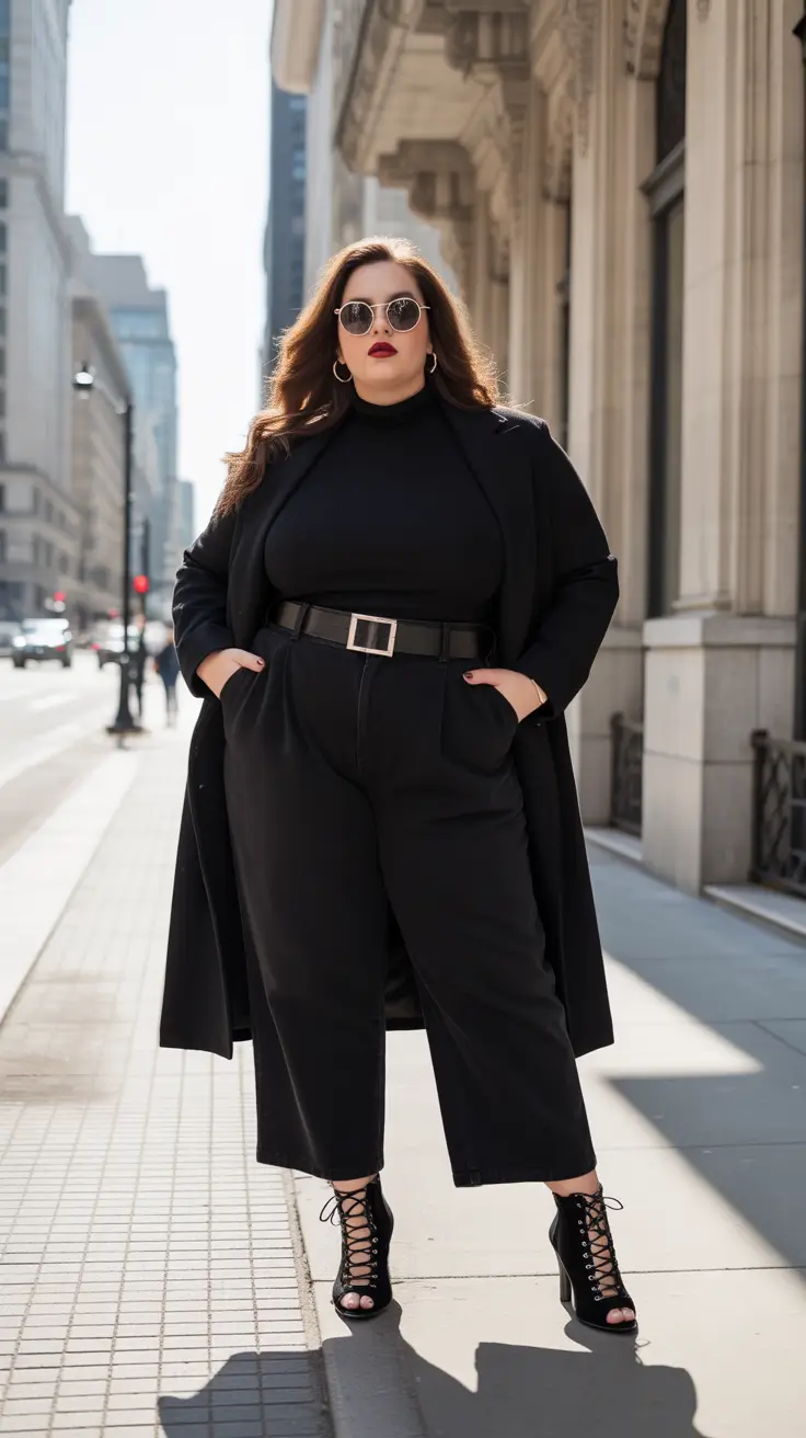 plus-size fashion trends for women 2026 All-Black Power Statement