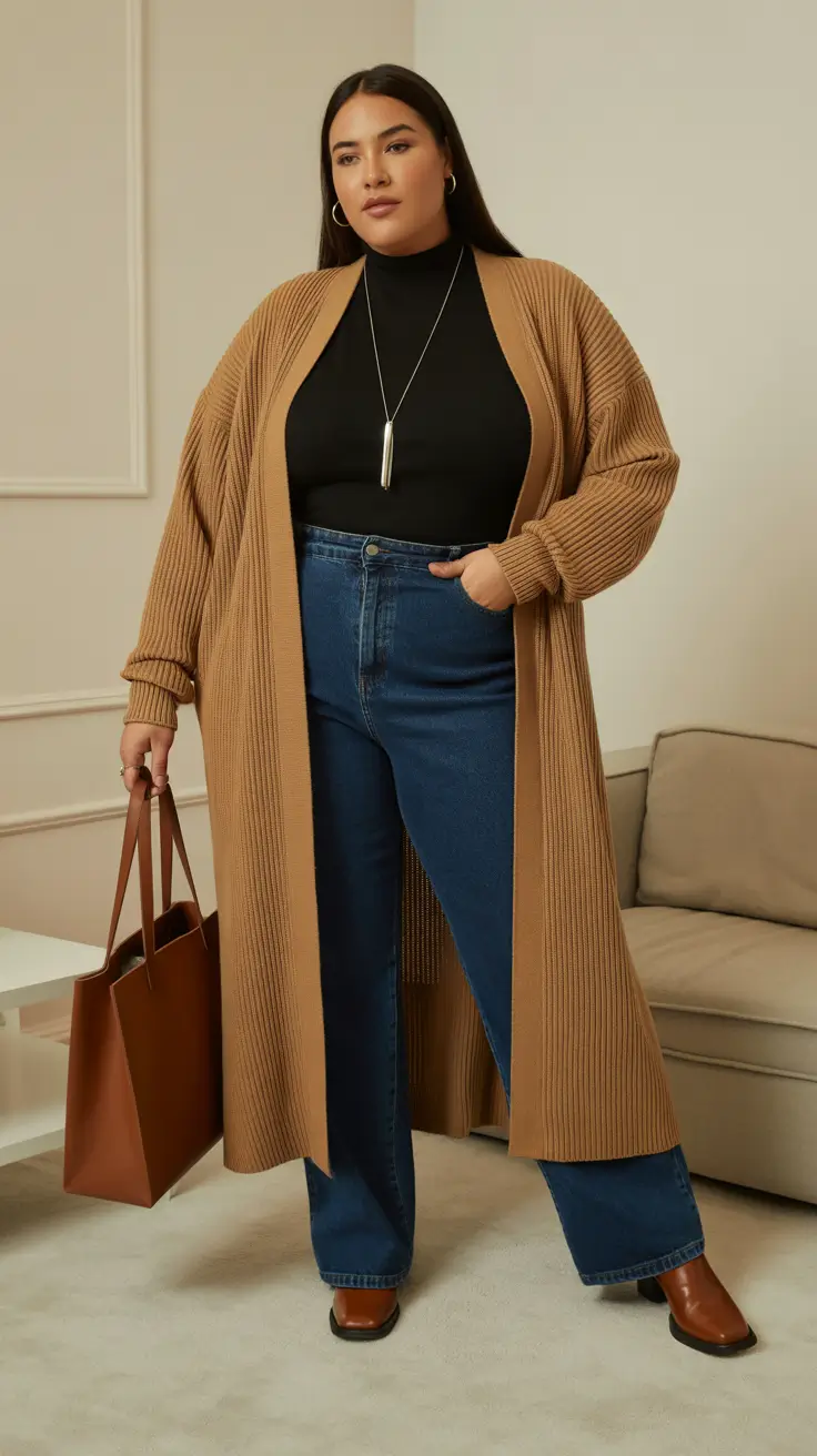 plus-size fashion trends for women 2026 City Chic in Camel and Denim