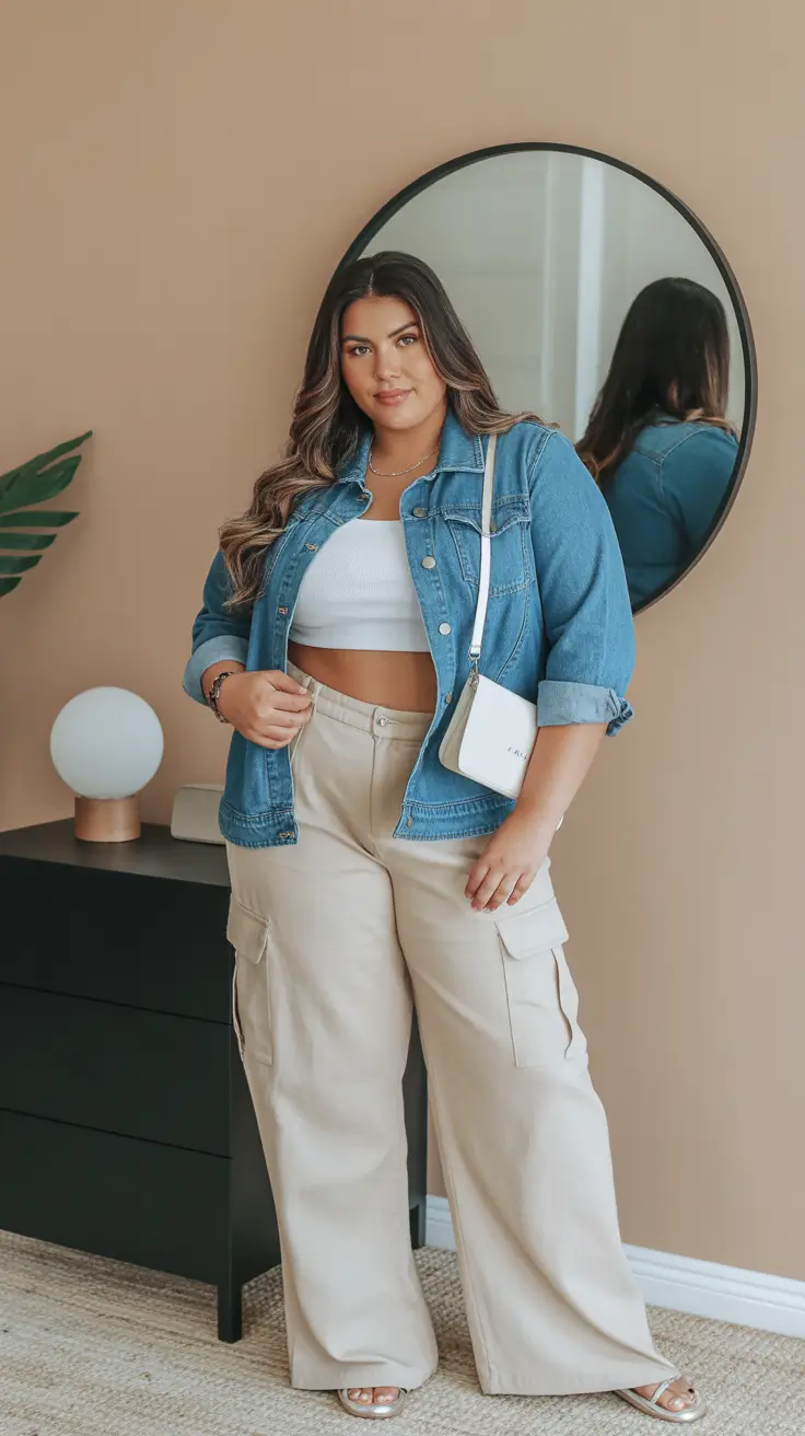 plus-size fashion trends for women 2026 Denim Reimagined with Cargo Ease