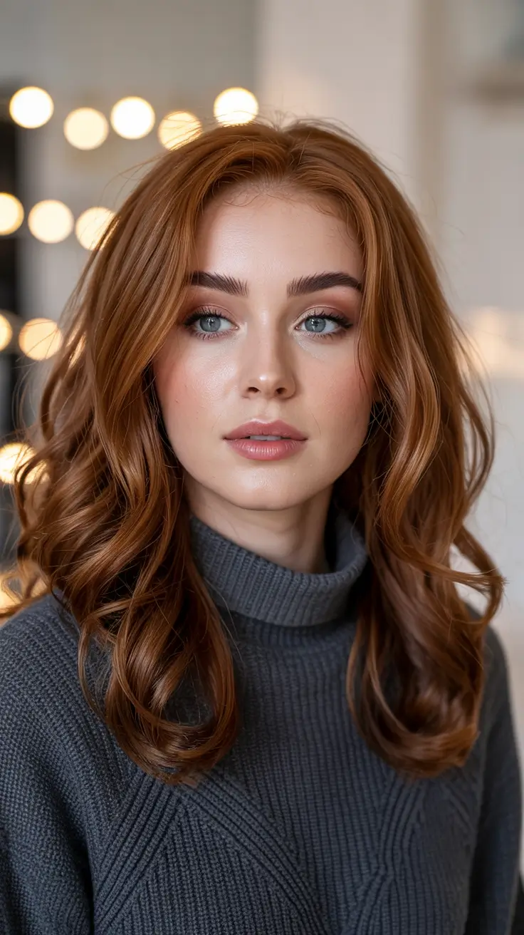 red hair colors 2026 Golden Strawberry Gloss with Polished Ends