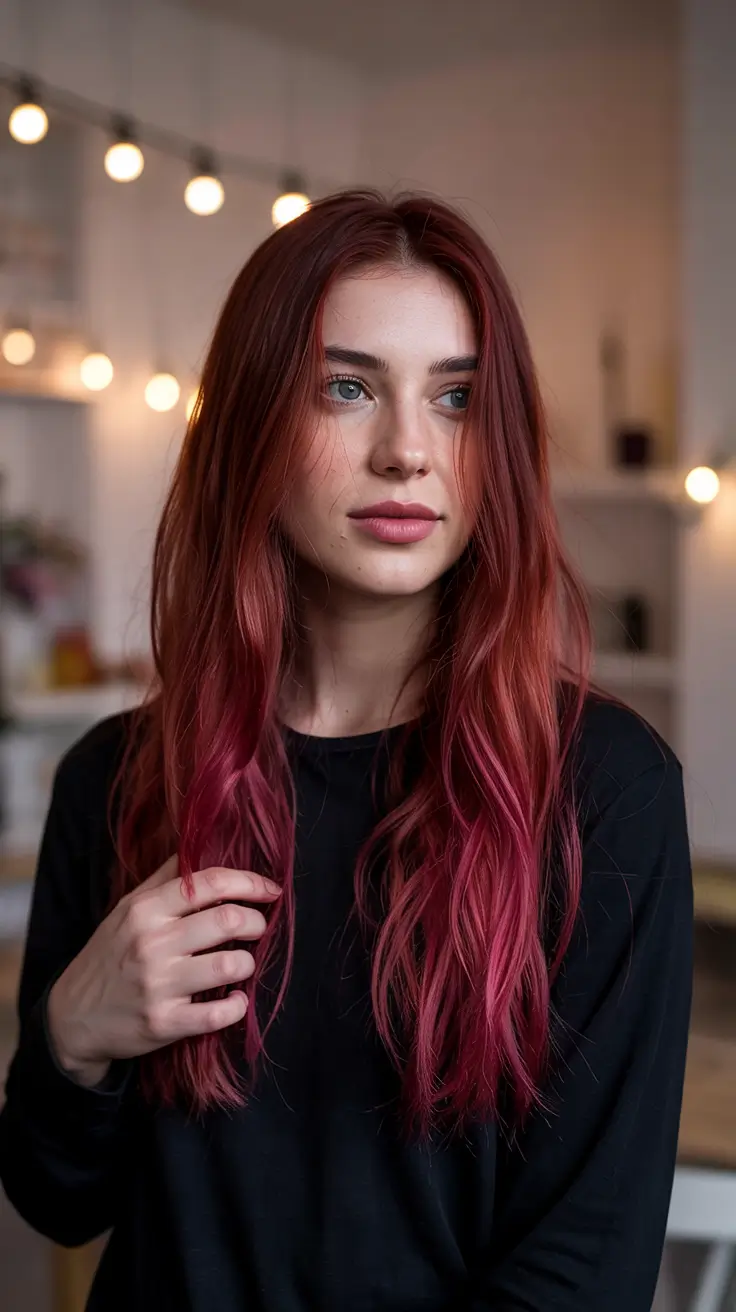 red hair colors 2026 Raspberry Melt with Magenta Ends