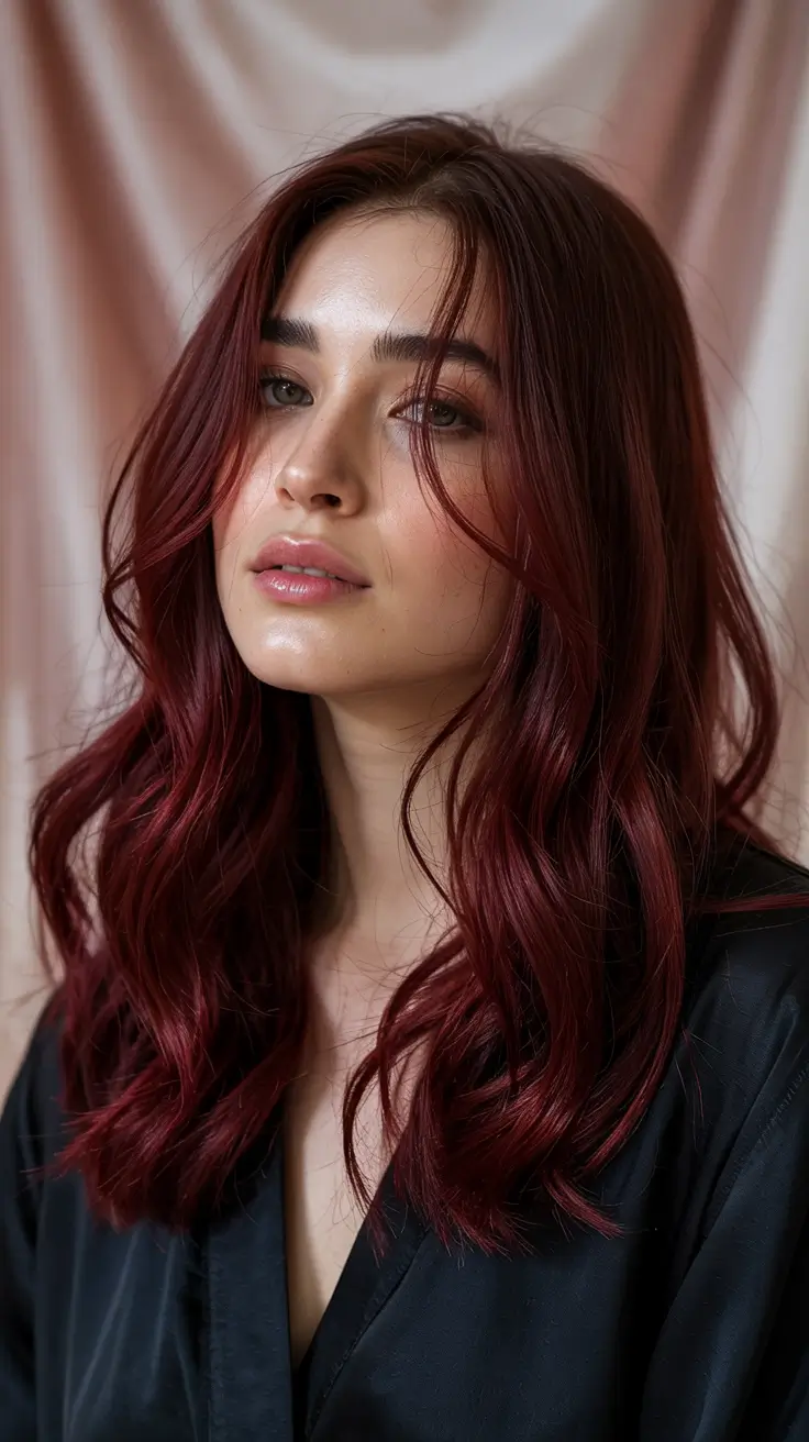 red hair colors 2026 Berry Cabernet with Dimensional Waves