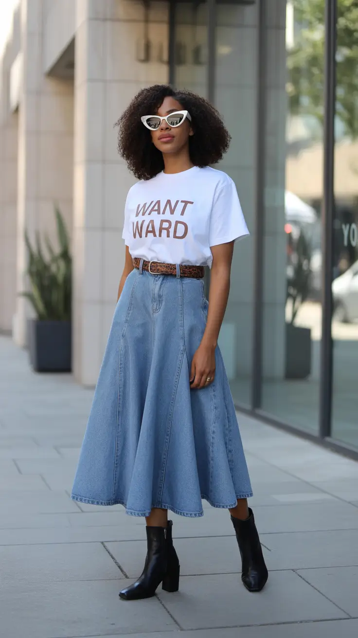 Skirt outfit inspiration 2026 Denim Cool Reimagined
