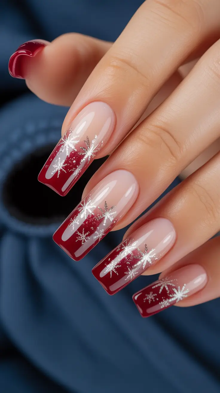 Stylish Christmas Nail Designs 2025 Crimson Snowfall