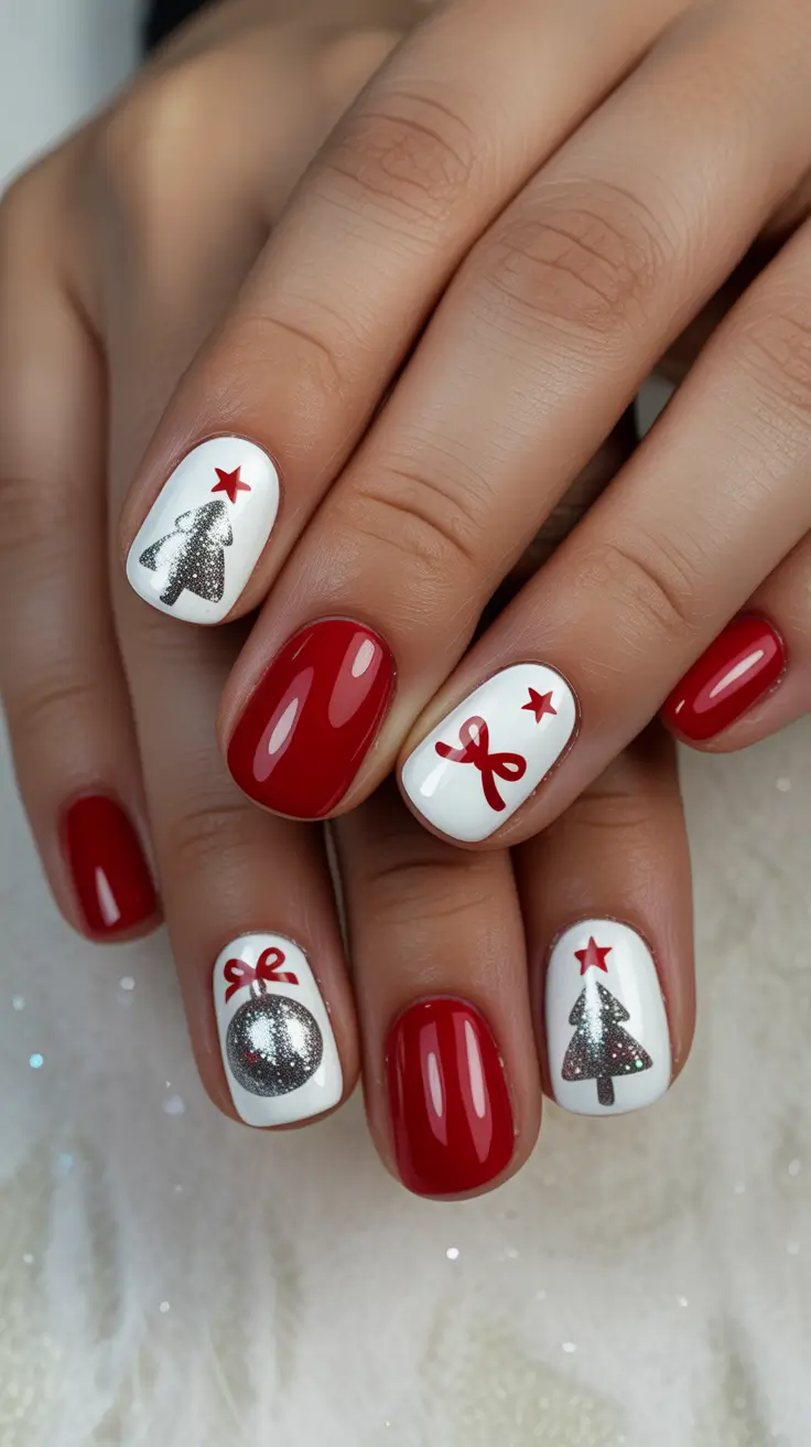 Stylish Christmas Nail Designs 2025 Festive Charm Mix