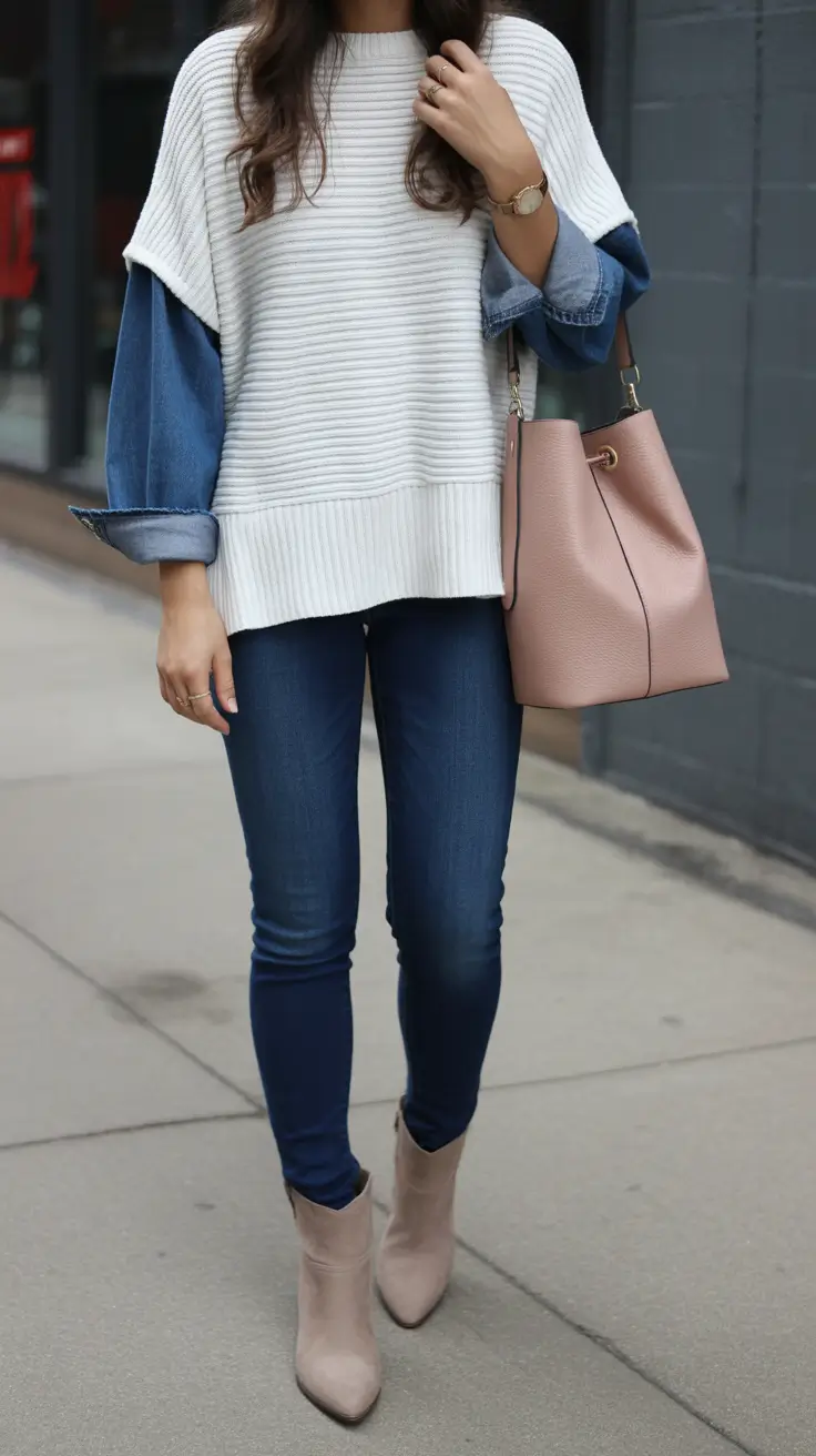 Sweater outfits for women 2026 Denim Layers and Soft Neutrals