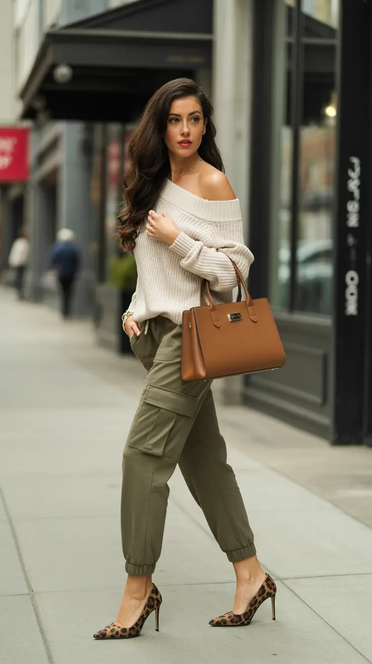 Sweater outfits for women 2026 Street Chic in Neutrals and Olive