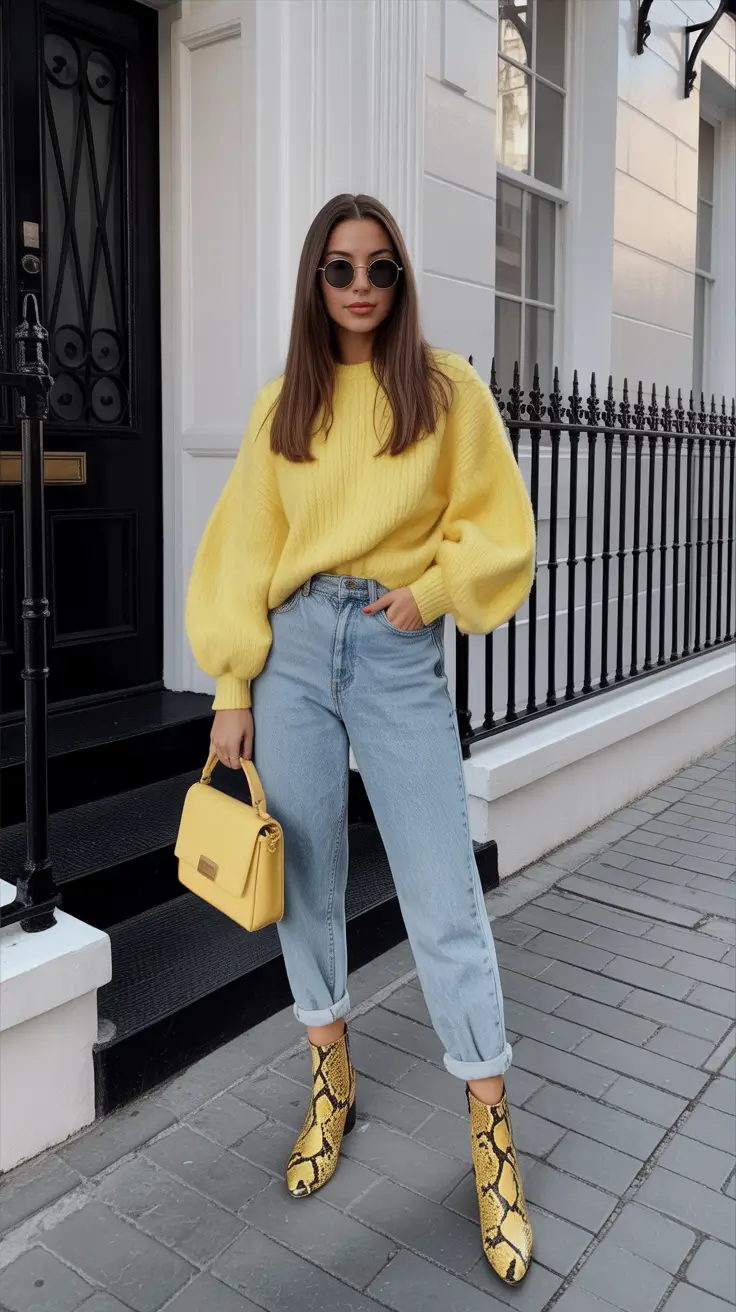 Sweater outfits for women 2026 Yellow Statement Energy