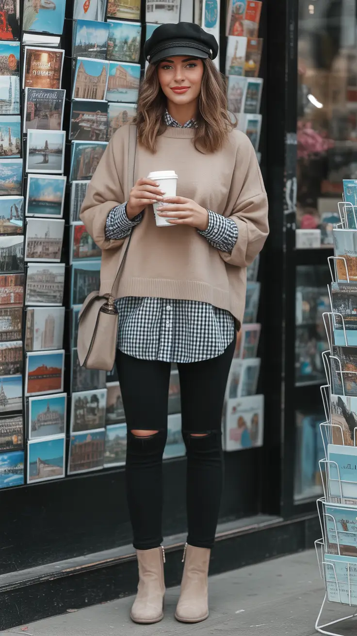 Sweater outfits for women 2026 Chic in Checkered Layers