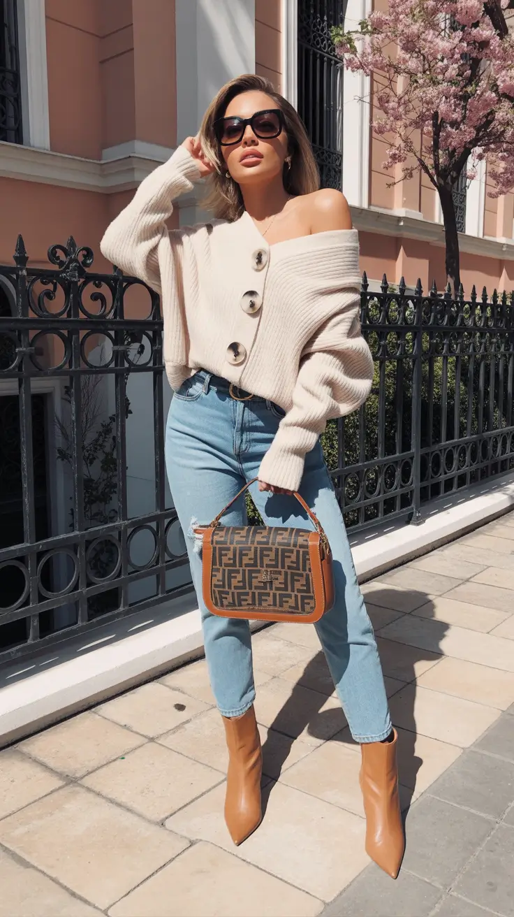 Sweater outfits for women 2026 Modern Romance in Off-the-Shoulder Knit