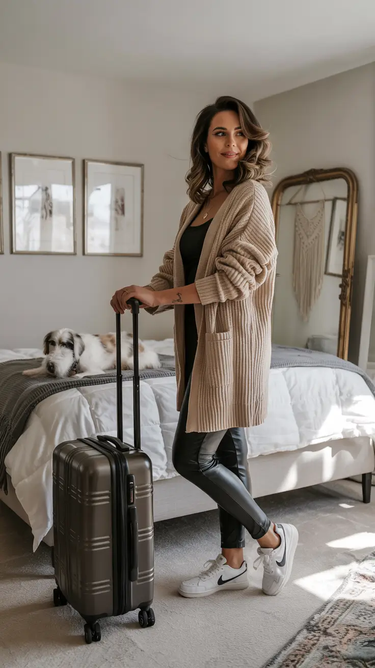 Travel outfit inspiration 2026 Soft Knit Confidence At-Home Comfort Meets Travel Cool