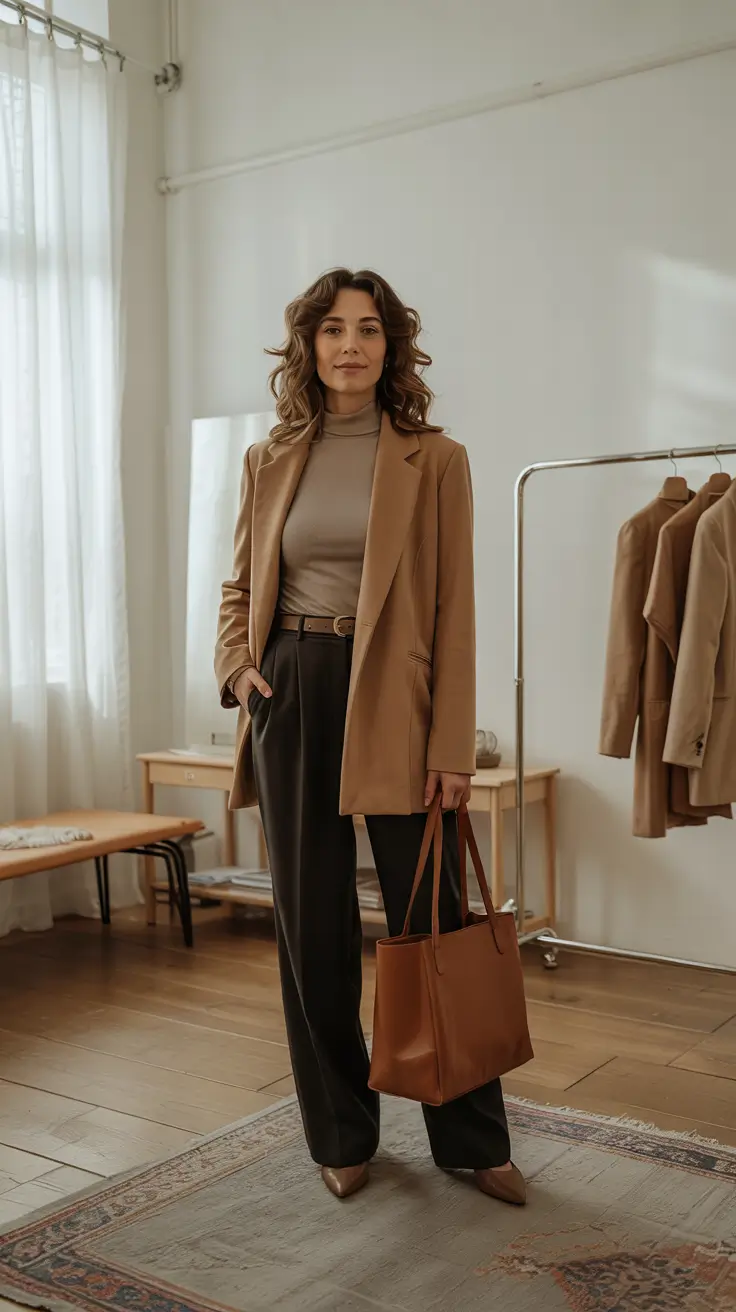 Trendy capsule wardrobe outfits 2026 Soft Power Dressing in Warm Neutrals