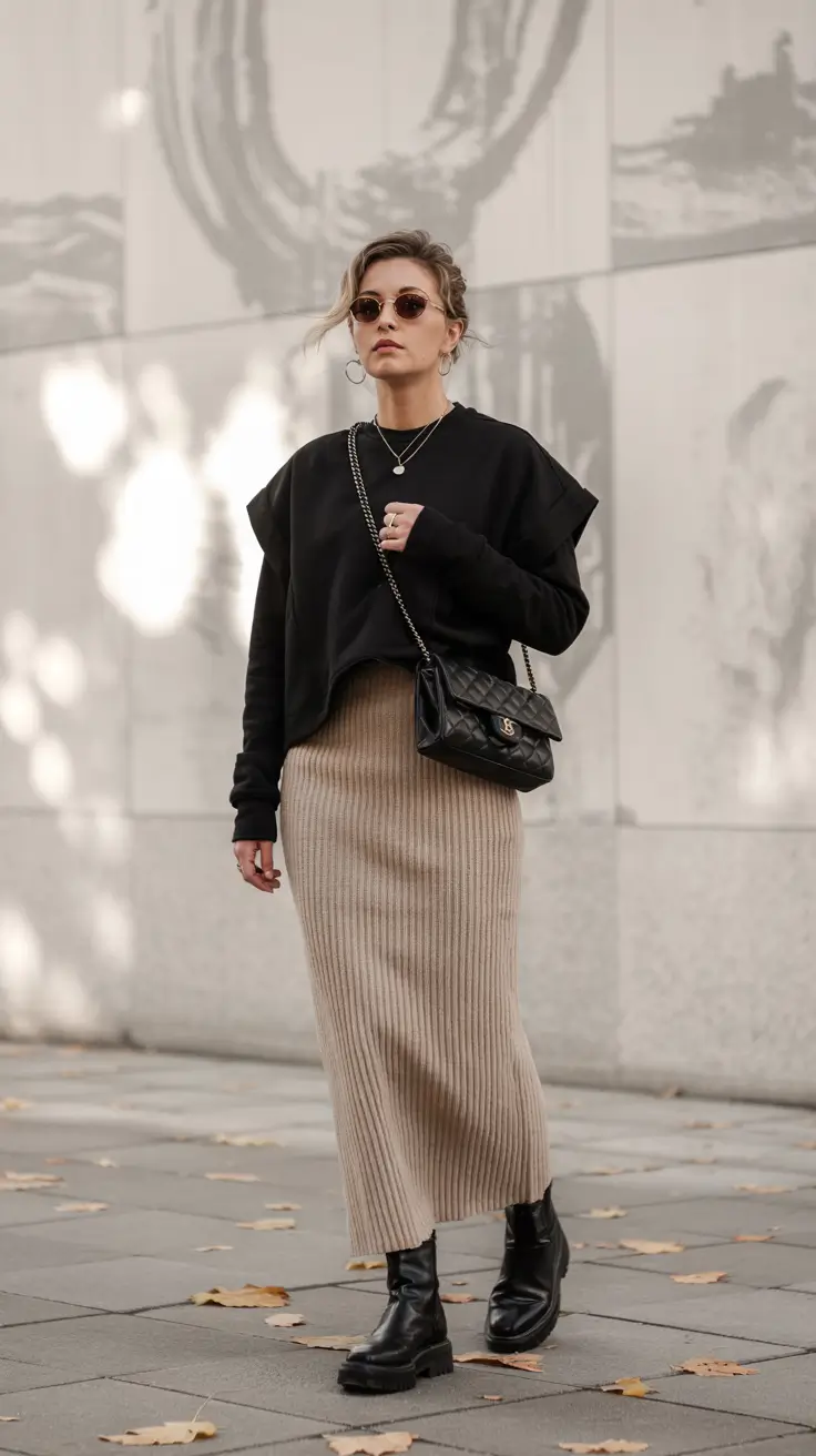 Trendy capsule wardrobe outfits 2026 Modern Knit Elegance