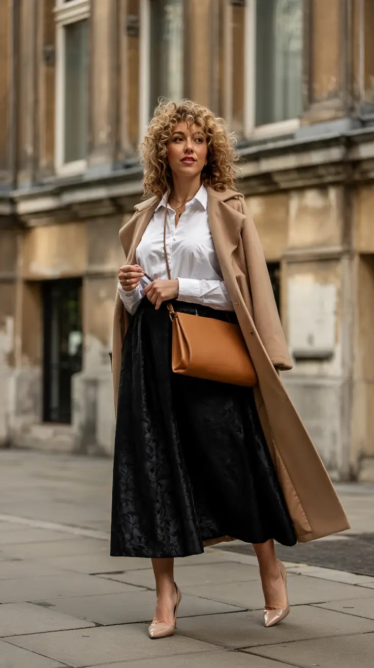 Trendy curvy outfits inspo 2026 Classic Black-and-Tan Sophistication for City Days