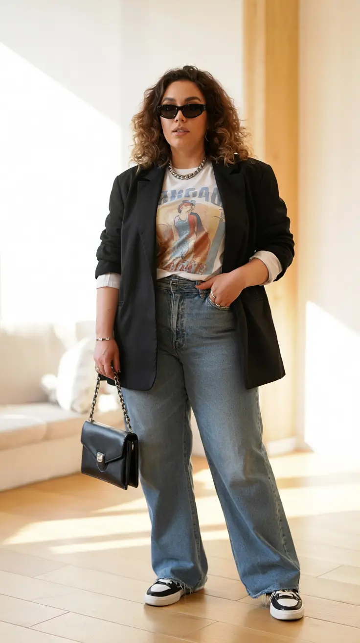 Trendy curvy outfits inspo 2026 Relaxed Street Style With a Graphic Twist