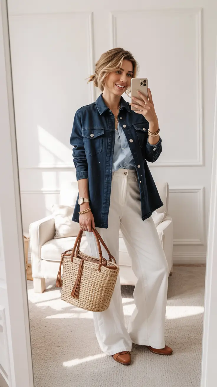Trendy everyday outfits 2026 Layered Denim and Spring Lightness