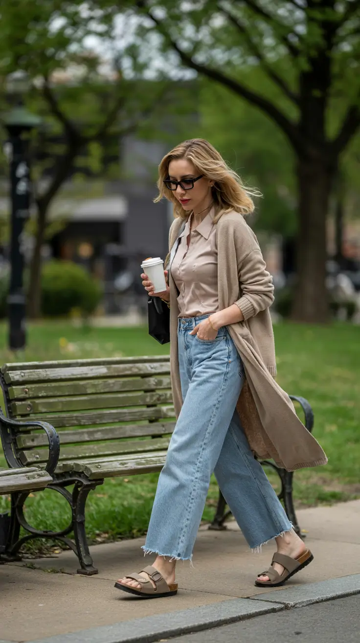 Trendy everyday outfits 2026 Soft Cardigan and Easy Denim